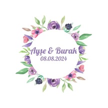 Kış Temalı Oval Çiçekli Etiket Kına Nişan Düğün 3x3 Cm Özel Etiket / 50 Adet Sticker Beyaz