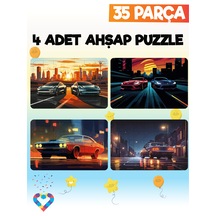 Ahşap 35 Parça 4 Adet Çocuk Puzzle-2