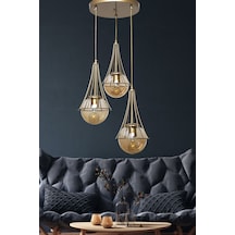 Begüsa Lapis 3.lü Eskitme Bal Camlı Avize