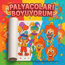 Palyaçoları Boyuyorum Çocuklar İçin 5 Metrelik Renkli Boyama Rulosu Eğlenceli Palyaço Teması, İnce Detaylı Karakterler, Keçeli Ve Pastel Boyaya Uygun