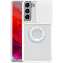 Sm Galaxy Uyumlu S21 Plus - S30 Plus Kılıf Sürgülü Kamera Lens Korumalı Yüzük Standlı Silikon Kılıf- 5775 Mh-hs1358-4974