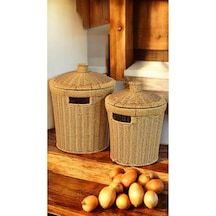 Wicker 2'li Hasır Kapaklı Patates Soğan Sepet Set 2 Boy Sunum Seb Wicker 2'li Hasır Kapaklı Patates Soğan Sepet Set 2 Boy Sunum Seb