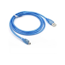 Mini Usb Kablo 5 Pin Mini Usb 2.0 Şeffaf Mavi Şarj Ve Data Kablosu 2m