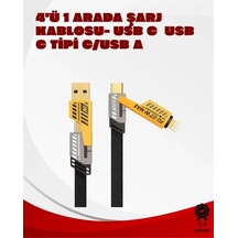 Lbk Dönüştürülebilir 4 Başlıklı Hızlı Şarj Kablosu 1.2m, 65w, Dayanıklı Ve Esnek Tasarım
