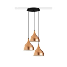 Dylight Mina Retro Metal Dekoratif 3 Lü Bakır Modern Rustik Sarkıt Avize Çap:30 Cm Beyaz
