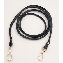 Angel Çanta Aksesuar Siyah Renk 5 Mm Suni Deri Spagetti Model Çanta Sapı Light Gold Metal