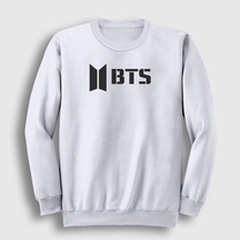 Presmono Unisex Logo Bts Sweatshirt Beyaz