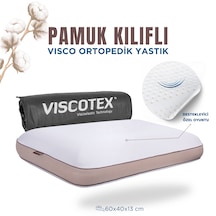 Pamuk Kılıflı Medium Visco Ortopedik Yastık, Kahverengi, 60x40x13