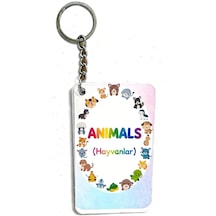Renklidünyalar 30 Adet Anahtarlık. Animals Hayvanlar , 20 Hayvan İngilizcesi Ve Türkçesi Laminasyonlu Karton 01