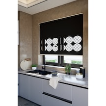 Perdea Lazer Kesim Mat Stor Perde, Lazer Kesimli Klasik Serisi, C-141008 Siyah Renk