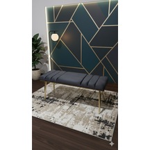 Özcan Metal Gold Metal Ayaklı Metal Kasalı Bench Mutfak Salon Antre Yatak Odası Balkon Puf Bank Füme