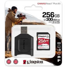 Kingston Canvas React Plus MLPR2/256GB 256 GB SDXC UHS-II Class 10 Hafıza Kartı + Adaptör