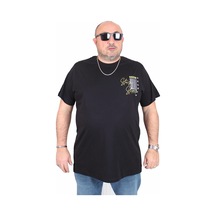 Moc Grande Mocgrande Erkek Büyük Beden Sıfır Yaka Tişört Stay Strong 25159 Sıyah Siyah