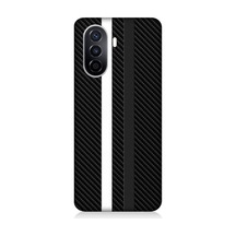 Huawei Nova Y70 Uyumlu Siyah Beyaz Karbon Motif Desenli Silikon Kılıf