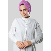 Hürrem Bone Gül Kurusu Çapraz Büzgülü Piliseli Tesettür Bone Fukuro Kendinden Desenli 2316 18 Gül Kurusu