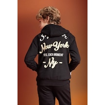 DeFacto Erkek Çocuk Oversize Geniş Kalıp Kapüşonlu Sırt Baskılı Sweatshirt B6135A824SPBK81
