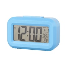 Mini Dijital Masa Saati Ve Çalar Saat Lcd Ekranlı, Tarih Ve Sıcaklık Göstergeli Alarm Saati 9 4,5 Cm - Mavi