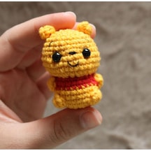 Amigurumi Oyuncak Winnie Anahtarlık 1 Adet Winnie The Pooh-6 Cm Sarıkırmızı
