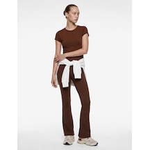 Koton Slim Fit Uzun Kollu Bisiklet Yaka Spor Tişört Kahverengi 6sak10148nk Kahve