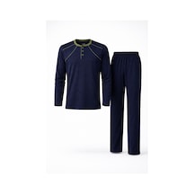 Mutlu City Erkek İnterlok Rahat Kalıp Sıfır Yaka Yüksek Kalite Pamuk Pijama Takımı 16670 Lacivert-haki