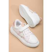 Kız Çocuk Spor Ayakkabı Pudra Cırtlı Yıldız Model Dikişli Taban-3607 Pudra