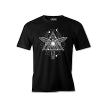 Man With Wings Travelling Universe Siyah Erkek Tshirt 001