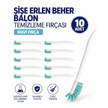 Şişe Erlen Beher Balon Temizleme Fırçası - Mavi Fırça 10 Adet