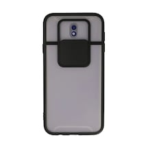 Samsung Galaxy Uyumlu, J7 Pro / J730 Kılıf Palm Buzlu Kamera Sürgülü Silikon - Siyah