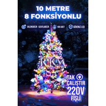 10 Metre Rgb 100 Ledli Fişli 8 Fonksiyonlu Yılbaşı Ağacı Işığı Organizasyon Led Işık Rgb