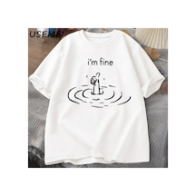 Tarzsokak Ben Güzel Arka Baskı T-shirt Erkek Kadın Komik T Shirt Mizah Pamuk Kısa Kollu Bol 2884 Beyaz