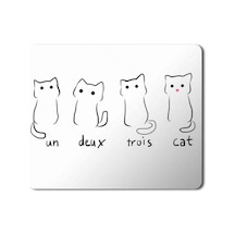 Un Deux Trois Cat Kedi Baskılı Mousepad Mouse Pad