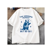 Tarzsokak Korku Kalıcı Ama Bu Yüzden Yapıyorum Erkekler Kadınlar İçin T Shirt Retro Opossum Tshirt Komi 2916 Beyaz