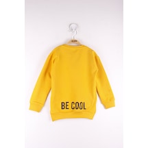 Toontoy Kız Çocuk Relax Fit Bisiklet Yaka Baskılı Sweatshirt - 2 İplik Hardal