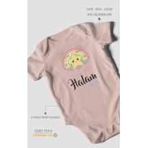 Panik Yok Halam Halleder Baskılı Bebek Zıbını Çıtçıtlı Body 8 Renk %100 Pamuk Kısa Kol Zbn5-kk Pastel Pembe