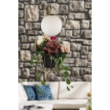 Tiran Saksılıklı Aplik Eskitme Beyaz Cam
