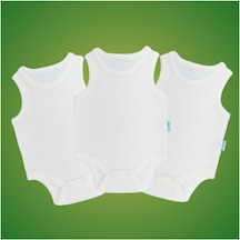 Novibaby 3'lü 12-18 Ay Bebek Atlet Body Zıbın Beyaz Çıtçıtlı 100% Pamuk