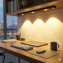 Akasya Sensörlü Şarjlı Kabin Altı Led Aydınlatma, Heroled 40cm Ultra Slim Siyah, 3 Farklı Işık