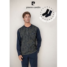 Pierre Cardin Erkek %100 Pamuk Jakarlı Uzun Kol Pijama Takımı Ol.pc.6111.001 Haki