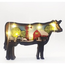 Goldenqian 3d Hayvan Dekoru Süs Led Gece Lambası - Ahşap Çok Katmanlı Oyma Hayvan Görünümü Yatak Odası Masası Için Dekoratif Gece Lambası Elk Versiyonu 6677rz Siyah