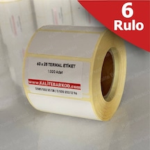 60X25 Termal Etiket 6 Rulo Barkod Etiket Kalite Barkod