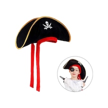 Çocuk Boy Kadife Jack Sparrow Denizci Kaptan Jack Korsan Şapkası 45x16 Cm Çok Renkli
