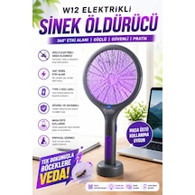 Usb Şarjlı Uv Işıklı Elektrikli Sivrisinek Öldürücü Raket Sinek Öldürücü Sineksavar Masa Üstü Kullanım 1200 Mah 2500 Volt