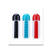Kutulu Matara Suluk 600ml 7 Günlük Hap Kutusu Organizer Spor Sızdırmaz Su Şişesi