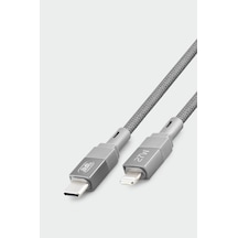Subzero Cl175 27w Pd Type-c Lightning Metal Başlık Hasır Hızlı Şarj Data Kablosu Gri
