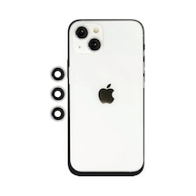 Apple Uyumlu iPhone 14 Shine Kamera Lens - Gümüş Düz Renkli