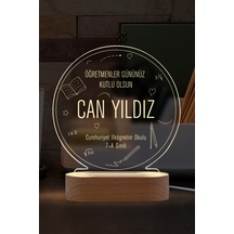 Masif Ahşap Tabanlı Usb Kablolu Pleksi Led Gece Lambası