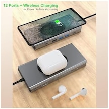 W13 Macbook Uyumlu Type C To 4k Hdmı - 2 Usb3.0-3 Usb2.0 Vga Sd/tf Audıo Lan Wireless Şarj 13ın1 Hub Çevirici