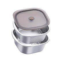 Suntek Paslanmaz Çelik Süzgeç Kase Seti Sebze Fasulyeleri Gümüş