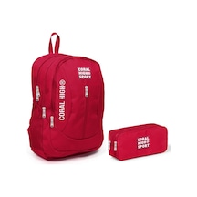 Coral High Sport Kırmızı Okul Çantası ve Kalemlik Seti - Usb Soke