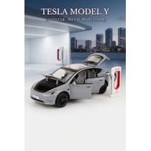 Tesla Model Y Model Şarj İstasyonlu Araç 1:24 Ölçek 6 Kapı Açılır Sesli, Işıklı Standlı Metal Araba Çok Renkli